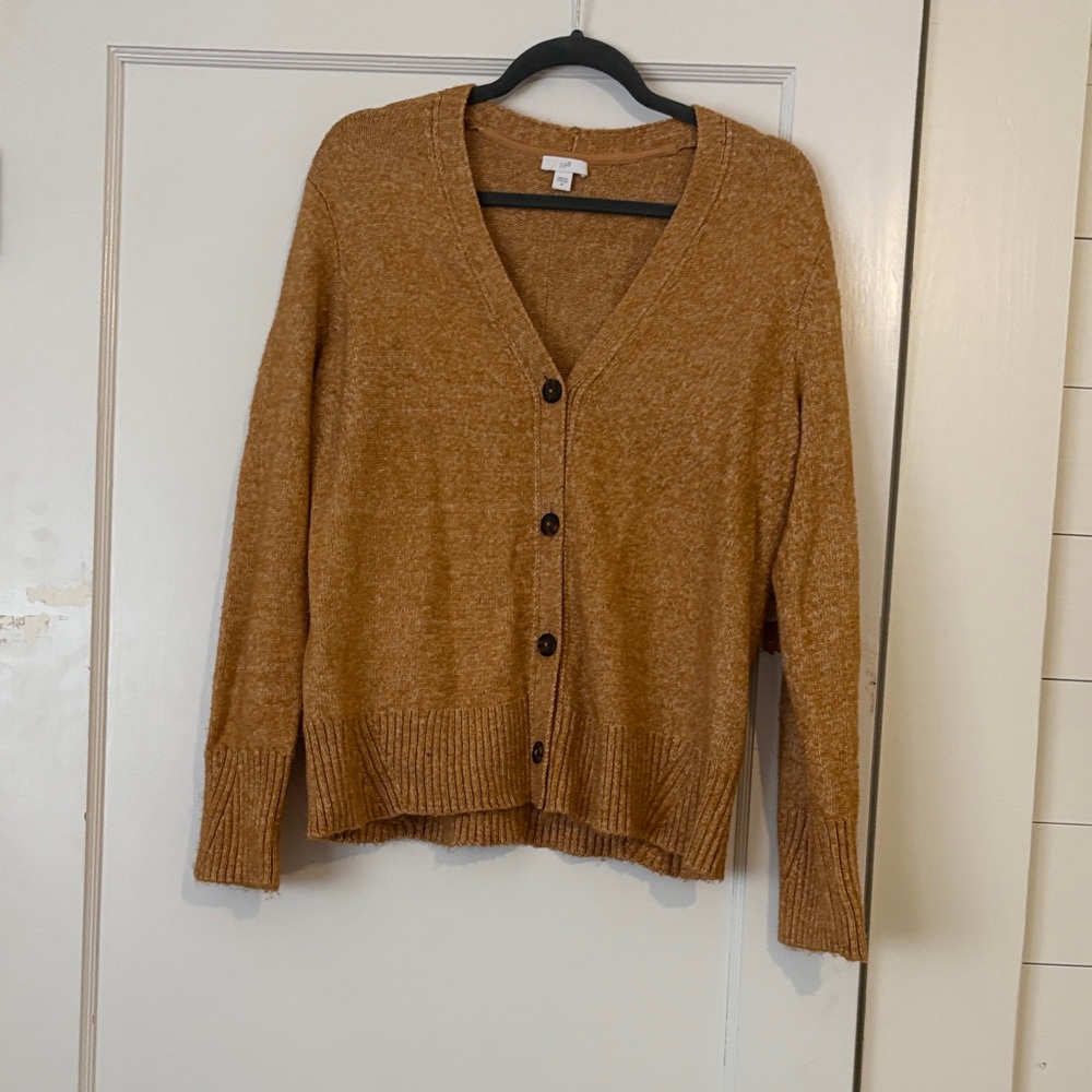 J. Jill Mustard V-Neck Cardigan Sweater